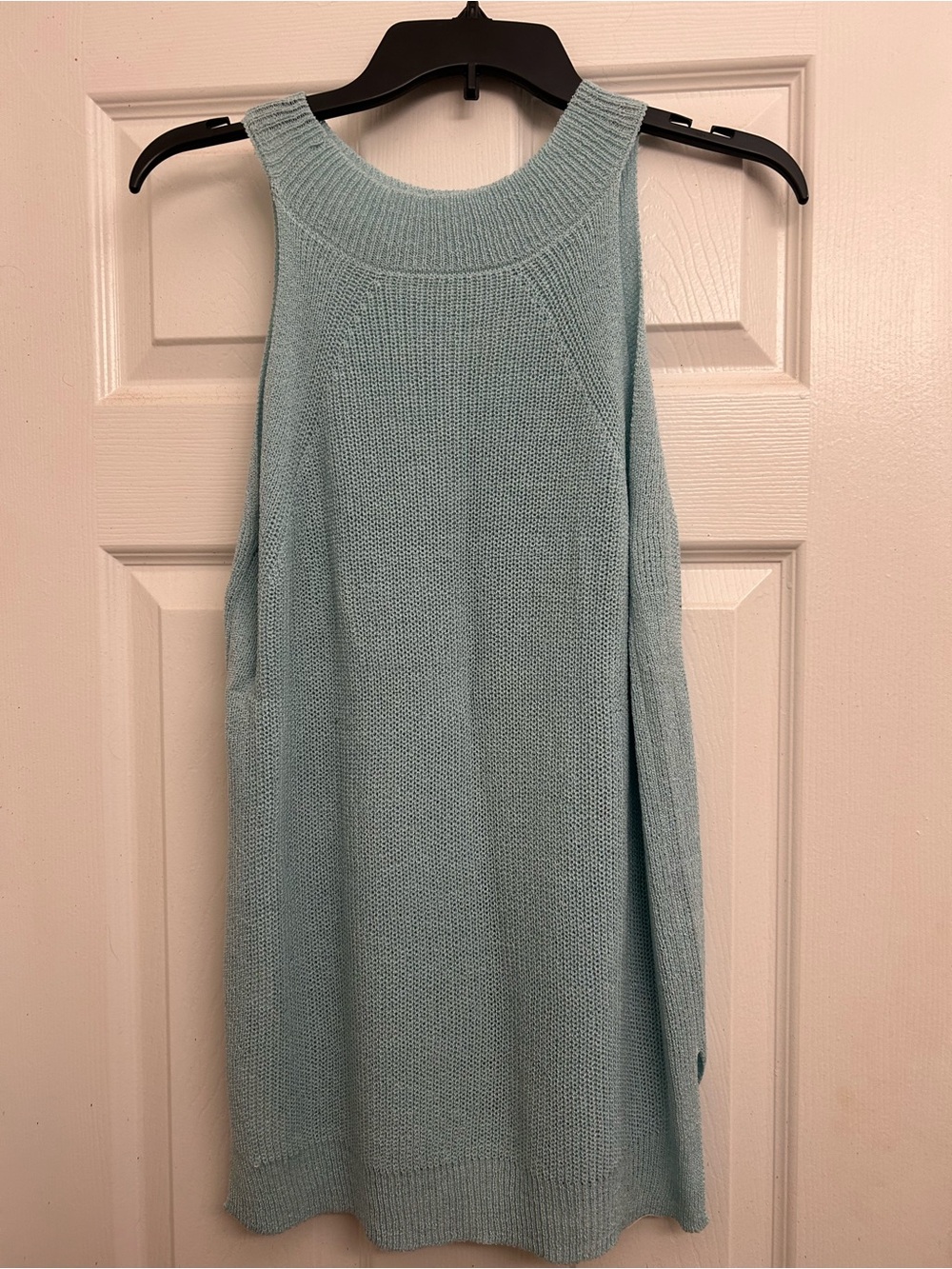 Light Blue Knit Sleeveless Tunic Top